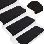 Covorașe scări autoadezive, 15 buc., negru, 65x24,5x3,5 cm GartenMobel Dekor