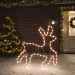 Figurină ren de Crăciun, 72 LED-uri, alb cald, 57x55x4,5 cm GartenMobel Dekor