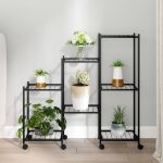 Suport pentru flori cu roți, 83x25x83,5 cm, negru, fier GartenMobel Dekor