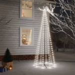 Brad de Crăciun conic, 310 LED-uri, alb rece, 100x300 cm GartenMobel Dekor