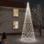 Brad de Crăciun cu țăruș, 3000 LED-uri, alb rece, 800 cm GartenMobel Dekor