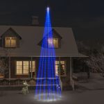 Brad de Crăciun pe catarg, 1134 LED-uri, albastru, 800 cm GartenMobel Dekor