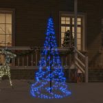 Brad de Crăciun pe catarg, 200 LED-uri, albastru, 180 cm GartenMobel Dekor