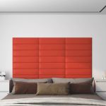 Panouri perete 12 buc. roșu, 60x15 cm, piele ecologică, 1,08 m² GartenMobel Dekor