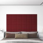 Panouri de perete, 12 buc., roșu vin, 30x15 cm, textil, 0,54 m² GartenMobel Dekor