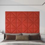 Panouri de perete 12 buc. roșu 30x30 cm piele ecologică 0,54 m² GartenMobel Dekor