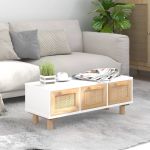 Măsuță de cafea alb 80x40x30 cm lemn prelucrat&lemn masiv pin GartenMobel Dekor