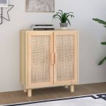 Servantă, maro, 60x30x70 cm, lemn masiv pin și ratan natural GartenMobel Dekor