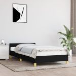 Cadru de pat cu tăblie, negru, 80x200 cm, textil GartenMobel Dekor