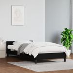 Cadru de pat cu tăblie, negru, 90x190 cm, piele ecologică GartenMobel Dekor