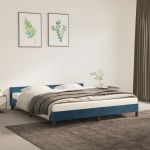 Cadru de pat cu tăblie, albastru închis, 180x200 cm, catifea GartenMobel Dekor