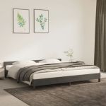 Cadru de pat cu tăblie, gri închis, 200x200 cm, catifea GartenMobel Dekor