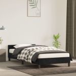 Cadru de pat cu tăblie, negru, 90x190 cm, catifea GartenMobel Dekor