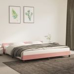 Cadru de pat cu tăblie, roz, 200x200 cm, catifea GartenMobel Dekor