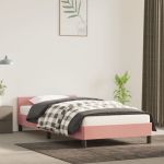 Cadru de pat cu tăblie, roz, 90x190 cm, catifea GartenMobel Dekor