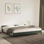 Cadru de pat cu tăblie, verde închis, 200x200 cm, catifea GartenMobel Dekor