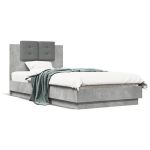 Cadru de pat cu tăblie, gri beton, 75x190 cm, lemn prelucrat GartenMobel Dekor