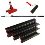 Set 3 gletiere profesionale, inox, 40, 60, 80 cm, suport, maner telescopic 1.2-2.2 m, rola gletuit, Ergoplast GartenVIP DiyLine