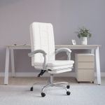 Fotoliu de birou rabatabil, alb, piele ecologică GartenMobel Dekor