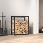 Suport pentru lemne de foc, negru mat, 50x28x56 cm, oțel GartenMobel Dekor