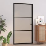 Ușă de interior, 102,5x201,5 cm, Negru, sticlă mată și aluminiu GartenMobel Dekor