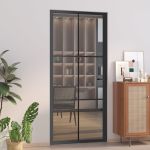 Ușă de interior, 93x201,5 cm, negru, sticlă ESG și aluminiu GartenMobel Dekor