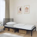 Cadru de pat metalic cu tăblie, negru, 100x190 cm GartenMobel Dekor