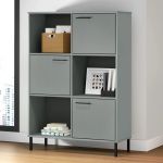 Bibliotecă cu picioare metalice OSLO, gri, 90x35x128,5 cm, lemn GartenMobel Dekor