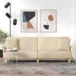 Canapea extensibilă cu cotiere, crem, material textil GartenMobel Dekor