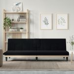 Canapea extensibilă cu suporturi de pahare, negru, textil GartenMobel Dekor