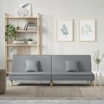 Canapea extensibilă, gri deschis, material textil GartenMobel Dekor