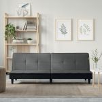 Canapea extensibilă, gri închis, material textil GartenMobel Dekor