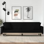 Canapea extensibilă cu perne, negru, material textil GartenMobel Dekor