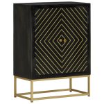 Servantă cu 2 uși, negru/auriu, 55x30x75 cm, lemn masiv mango GartenMobel Dekor