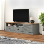Comodă TV VIGO, gri, 156x40x40 cm, lemn masiv de pin GartenMobel Dekor