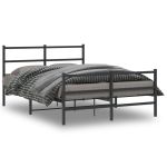 Cadru pat metalic cu tăblie de cap/picioare , negru, 140x190 cm GartenMobel Dekor
