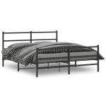 Cadru pat metalic cu tăblie de cap/picioare , negru, 150x200 cm GartenMobel Dekor