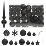 Set globuri de Crăciun 111 buc., negru, polistiren GartenMobel Dekor