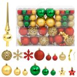 Set globuri de Crăciun 112 buc., roșu/verde/auriu, polistiren GartenMobel Dekor