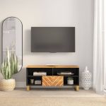 Dulap TV, maro și negru, 100x33,5x46 cm, lemn masiv de mango GartenMobel Dekor