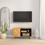 Dulap TV, maro și negru, 80x31,5x46 cm, lemn masiv de mango GartenMobel Dekor