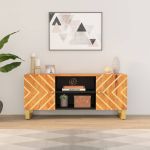 Dulap TV maro și negru 105x33,5x46 cm lemn masiv de mango GartenMobel Dekor