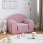 Canapea extensibilă pentru copii, roz, pluș moale GartenMobel Dekor