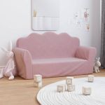 Canapea pentru copii cu 2 locuri, roz, pluș moale GartenMobel Dekor