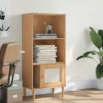 Bibliotecă SENJA aspect ratan maro 60x35x130 cm lemn masiv pin GartenMobel Dekor