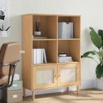 Bibliotecă SENJA aspect ratan maro 90x35x130 cm lemn masiv pin GartenMobel Dekor