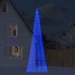 Lumină brad de Crăciun pe catarg 1534 LED-uri albastru 500 cm GartenMobel Dekor