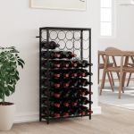Suport sticle vin, 45 de sticle negru 54x18x100 cm fier forjat GartenMobel Dekor