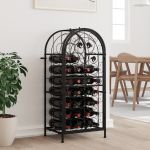 Suport sticle vin 33 de sticle, negru 45x36x100 cm fier forjat GartenMobel Dekor