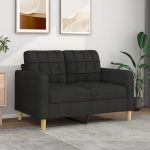 Canapea cu 2 locuri, negru, 120 cm, material textil GartenMobel Dekor